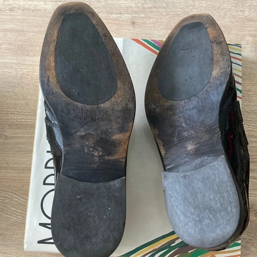 Black Leather Oxfords with Decorative Strap